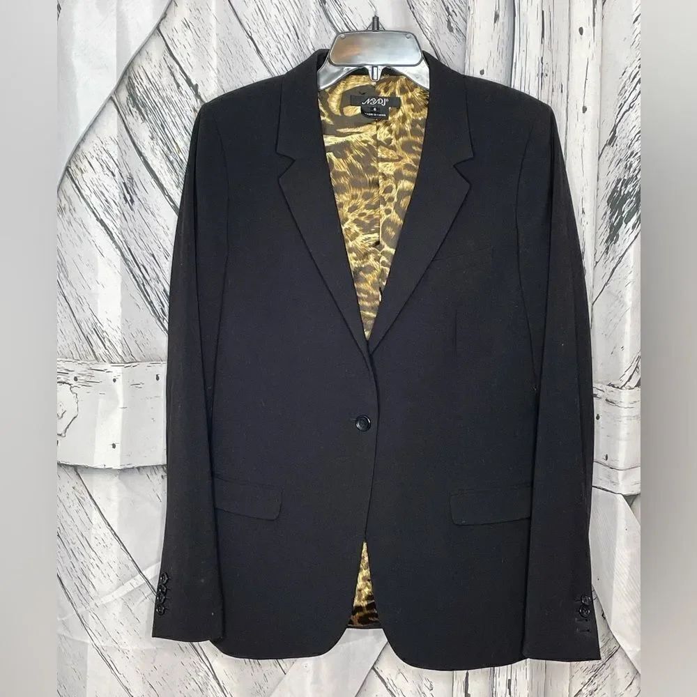 NYDJ Blazer Black w/Leopard Lining 6